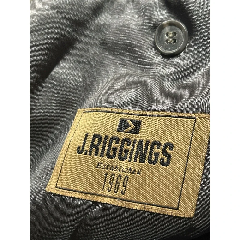 Vintage J. Riggings Mens 42R Double Breasted Blazer Grey Plaid 100% Wool Suit